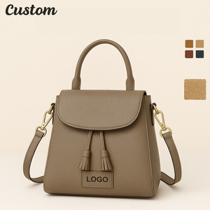 Sac fourre-tout pour femme en cuir véritable, fourni directement par l'usine, capacité 3L+, poignée souple, fermeture éclair, imperméable, style tendance, usage quotidien, personnalisable - Product Image 1
