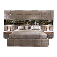 Lit double en cuir italien haut de gamme, grand format, pour chambre principale, design de villa, en cuir de vachette première couche, lit de mariage
