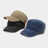Casquette plate tactique vintage de haute qualité, design unique, casquette de cadet pour hommes, coton lavé commun, casquette de baseball olive