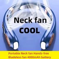 Ventilateur de cou sans pales haute qualité, intelligent, portable, mini, rechargeable, forte aspiration, extérieur, 5 vitesses, contrôle tactile, été