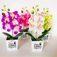 Orchidée artificielle en pot, 5 têtes, fleur de phalaenopsis en soie dans un pot pour la décoration de la maison, du bureau ou du bureau, petite fausse fleur bonsai