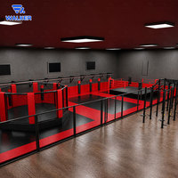 Ensemble d'équipement d'entraînement MMA : Cage octogonale de 18 pieds, revêtement de sol déroulable, station de frappe de 4 cm/5 cm pour salles de sport de 100 à 400 m², karaté, judo