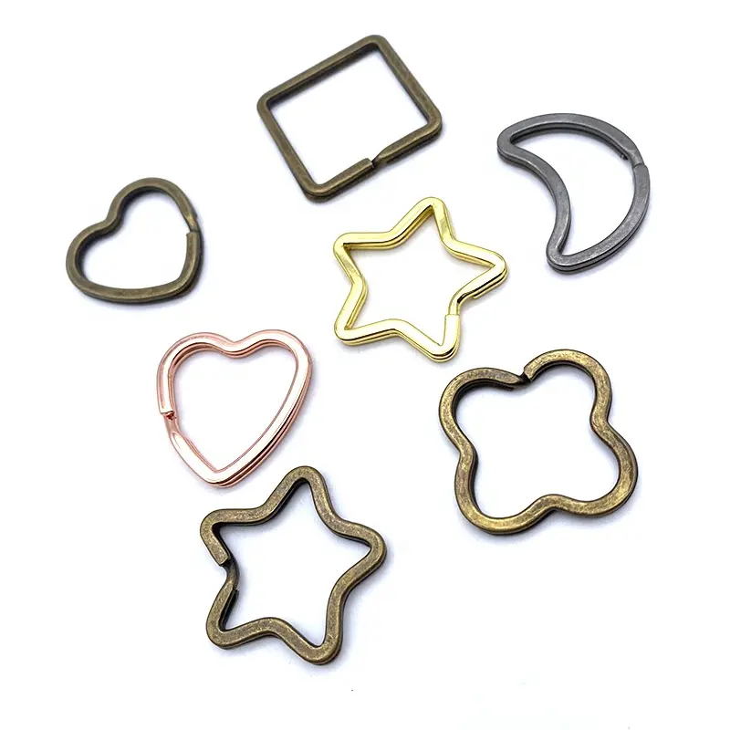 YYX fashion porte-clés en métal accessoires étoile ovale coeur fendu porte-clés en forme de porte-clés plat