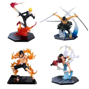 High quality color box package OP Luffy Zoro Chopper Sanji Ace Anime Action Figures 6 Styles