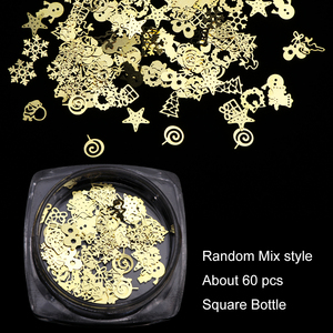 Décalcomanies 3D pour ongles dorés DIY Noël <span class=keywords><strong>Flocon</strong></span> <span class=keywords><strong>de</strong></span> <span class=keywords><strong>neige</strong></span> et tranche <span class=keywords><strong>de</strong></span> métal Paillettes Décoration plastique pour Nail Art - Product Image 2