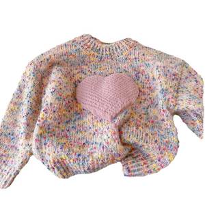 Child Star Circle Girls Sweater Thick Knit Colorful Heart Design Autumn Winter Soft Full Sleeve Kids Top - Product Image 5
