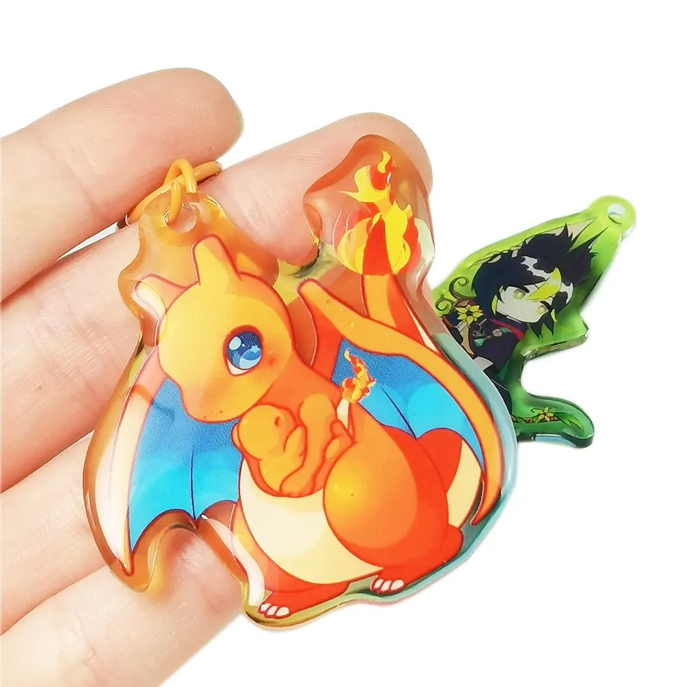 Make Your Own Design Double Side Printing Clear Charms Glitter Translucent Colorful Epoxy Custom Anime Acrylic Keychain