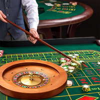 Jeu de table de fête à la maison Roue de roulette en bois de 20 pouces Roulements de précision Table tournante de roulette de casino avec boules de roulette