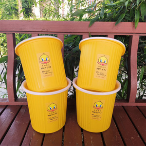 Hua Cai Yellow Duck <b>Plastic</b> Trash Can 1816 Cylindrical Indoor Waste Bin For Home Office <b>Kitchen</b> Bathroom Living Room Bedroom - Product Image 4