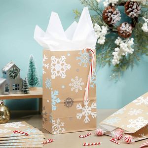 Winter Snowflake Gift Small Christmas Paper Paper <b>Bag</b> for Holiday Party Eco-friendly Durable Festival Decoration Paper <b>Bags</b> - Product Image 6