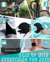 Planche de paddle gonflable double couche Drop Stitch pour eaux offshore avec système à 3 ailerons, portable, accessoires inclus