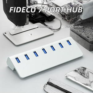 <span class=keywords><strong>FIDECO</strong></span> Hub USB 3.0 USB-C à 7 ports en aluminium, haute vitesse, avec ports d'alimentation, en stock - Product Image 4