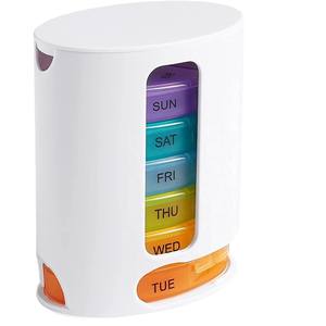 Organizador de pastillas semanal portátil, dispensador de medicamentos ABSPP de 28 compartimentos con etiquetas en inglés para uso diario - Product Image 5