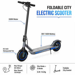 <span class=keywords><strong>Patinete</strong></span> Eléctrico Portátil <span class=keywords><strong>Urban</strong></span> <span class=keywords><strong>Glide</strong></span> de 350W 36V con Gran Autonomía, Doble Freno y Neumático de Panal para Adultos, Uso Diario en la Ciudad y Viajes - Product Image 5