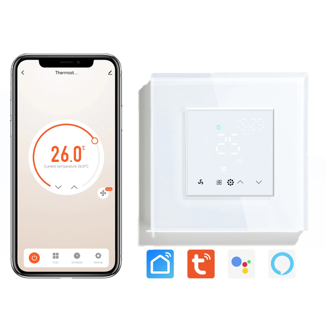 MVAVA Tuya Alexa WiFi Zigbee Air Conditioner Smart Digital AC Temperature Thermostat with Touchscreen Display and App Control