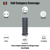 Soporte vertical para mancuernas con doble soporte lateral, estabilizador de anillo de perfil compacto y ganchos multinivel para gimnasios