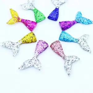 Fast Delivery DIY Resin Small Sequin Fishtail Slime Charm Crystal Mud Mermaid Tail Accessories Cartoon Style Jewelry Sculpture