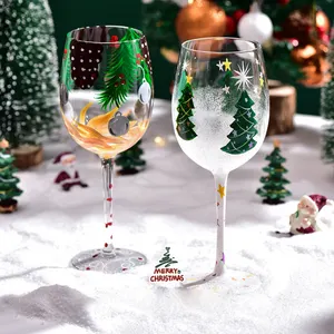Baixo Preço Venda Transparente Vidro De Vinho Cálice De Vidro Manchado para Enfeites De Natal