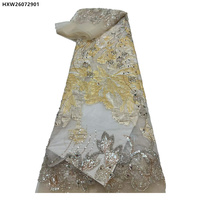 Tissu en dentelle jacquard fleuri exquis fait main, broderie florale de luxe, brocart perlé, dentelle française pour mariages