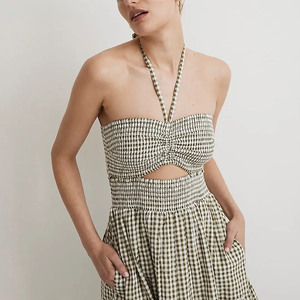 Clothing Manufacturers Custom Design Women's Casual <b>Dresses</b> Long Gingham Girls Maxi <b>Dresses</b> - Product Image 4