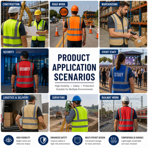 Gilet <span class=keywords><strong>de</strong></span> sécurité réfléchissant haute visibilité personnalisé pour hommes, en polyester, avec poches et logo, pour la construction et la sécurité au <span class=keywords><strong>travail</strong></span> - Product Image 5