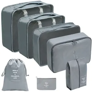 Custom Light Weight Compressão Embalagem Cubos Viagem 7 Pcs Set Bagagem Bag Saco de armazenamento doméstico