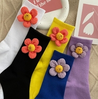 Chaussettes drôles en coton à fleurs 3d pour fille Vente en gros