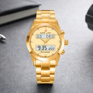 Montre numérique étanche en acier rose doré pour homme musulman avec boussole Qibla en cuir islamique, fournisseur d'usine <span class=keywords><strong>Al</strong></span> <span class=keywords><strong>Fajr</strong></span> - Product Image 4