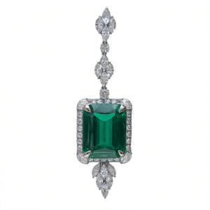 E2348 Colgante de Esmeralda Verde con Detalles de Diamantes, Joyería Fina - Product Image 1