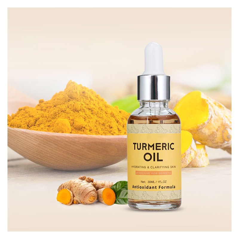 Натуральное органическое антивозрастное эфирное масло против акне, Отбеливающее, осветляющее, с витамином c, куркума, масло для лица