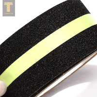 Ruban antidérapant luminescent noir/photoluminescent coloré imperméable pour marches d'escalier, sable 40 grains, fabricant solide, avec bande luminescente