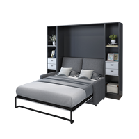 Meubles de chambre à coucher économisant de l'espace vertical jambe en U King Size pliant tenant canapé pièces de lit mural lits escamotables avec placard latéral