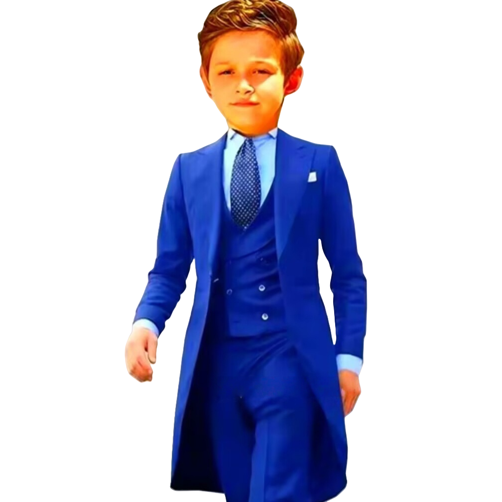 Ensemble veste, gilet et pantalon bleu roi