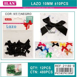 Noeuds en ruban noir Ilan Lazo 10 mm pour travaux manuels et décorations - Product Image 1