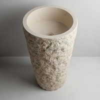 Lavabo sur pied en pierre calcaire naturelle, rond, sur mesure, directement de l'usine, pour hôtel, villa, salle de bain, décoration haut de gamme