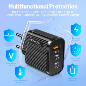 New Design USB3.0 PD3.0 2Type C 40W Mobile Phone Charger QC3.0 Fast <b>Charging</b> Wall Charger for IPhone12Pro Samsung A10 A8 - Product Image 5