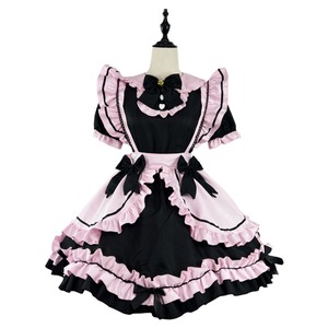 Japanese Lolita Black Pink Maid Outfit Cosplay Costume Sweet Girl Cute Cat Bow Soft Girl Set Spring 2024 Polyester - Product Image 4