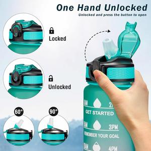 New 1000ML <b>Large</b> Capacity Plastic Sports Water Bottles Gradient Color Water Bottle with Scale Straw Outdoor Sports Water <b>Cup</b> - Product Image 5