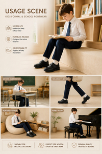 Kids School <strong>Shoes</strong> Black Uniform <strong>Shoes</strong> Comfortable <strong>Velcro</strong> School Footwear Lightweight Anti Slip Student <strong>Shoes</strong> for Boys Girls - Product Image 3