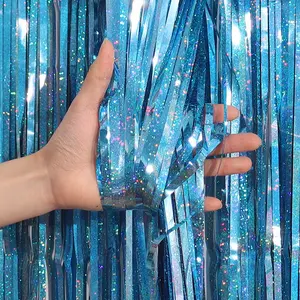 Festival Event Party Supplies Curtain Shiny Shimmer 1*2M Colorful Metallic Tinsel Foil Party wall decorations