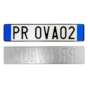 <span class=keywords><strong>Targhe</strong></span> Auto <span class=keywords><strong>Italiane</strong></span> Personalizzate Riflettenti in Alluminio con Lettere in Rilievo Finitura Cromata 52x11cm Spessore 2mm Progettate per Modelli Auto Italiani - Product Image 1