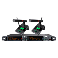 Sistem Mikrofon Konferensi Nirkabel UHF Ganda Profesional untuk Desktop, Rak Penerima untuk Rapat, Pidato, Buatan Pabrik Sendiri