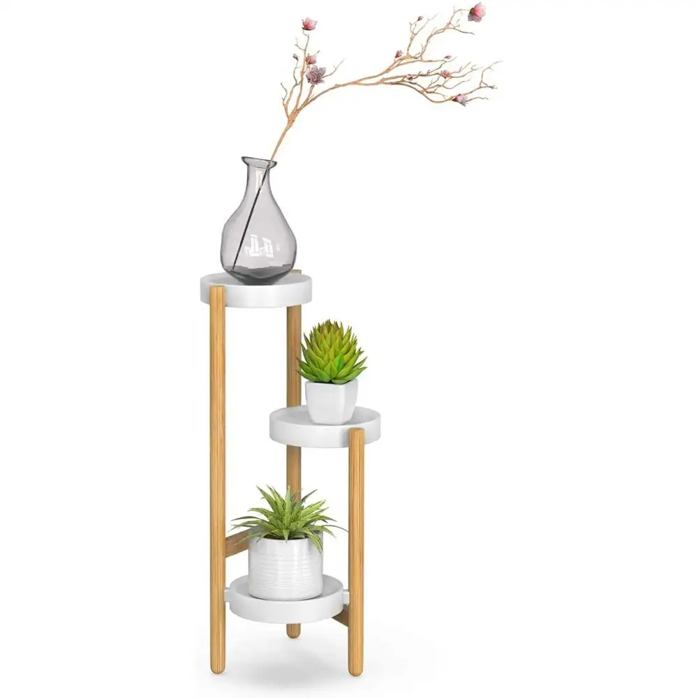 Bamboe Fabriek Staat Indoor 3 Tier Tall Hoek Plant Stand Houder Plant Display Rack Voor Outdoor Tuin