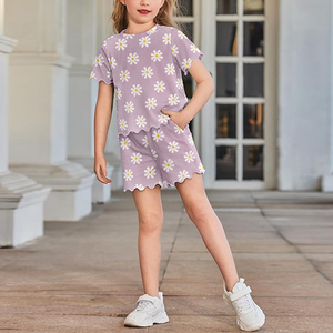 Toddler Girls <strong>Clothes</strong> Wholesale Low Price Summer Baby Girls 2 Piece Clothing Set Custom Printed Kids Cute 2 Pieces Short Sets - Product Image 4