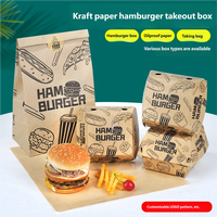 Feuilles d'emballage pour hamburgers jetables résistantes à la graisse, personnalisables, boîtes en kraft américaines à double couche sans pli et sacs en papier à emporter