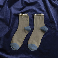 Chaussettes en Lurex Métallique Personnalisées pour Femmes, Scintillantes Argentées avec Perles – Vente en Gros