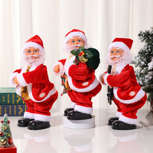 Père Noël électrique transfrontalier avec guitare, décorations de Noël, jouets en peluche et cadeaux. - Product Image 1