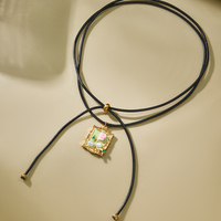 Collier en acier inoxydable noir réglable avec motif floral, pendentif perle style goutte d'huile, vintage, minimaliste, luxe, cadeau pour femme