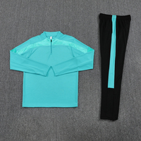 Ensemble de survêtement de football pour hommes OEM ODM, veste à demi-zip à manches longues, séchage rapide, respirant, vert sarcelle, pantalon, tenue de sport d'équipe