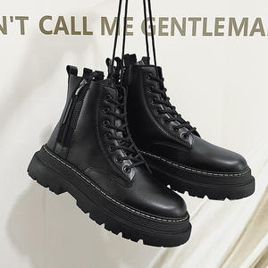 Trendyy, botas de moto de estilo británico para hombre, para otoño <span class=keywords><strong>e</strong></span> invierno, botas Chelsea de gran tamaño, cierre con cordones, trabajo de aumento de altura - Product Image 2